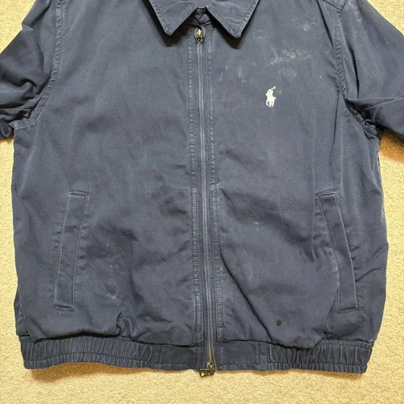 Polo Ralph Lauren Jacket Womens Medium Navy Full Zip Twill Bomber POLO Spell Out - Picture 13 of 16